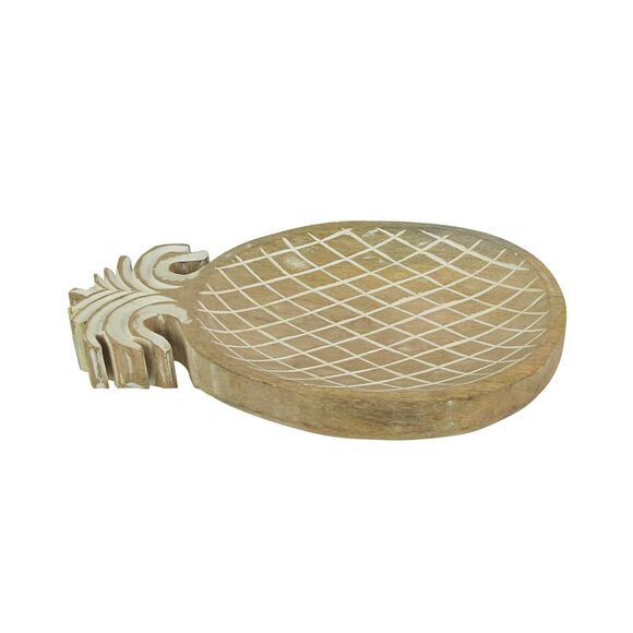 12 Inch Hand Carved Pineapple Wooden Serving Tray Decorative Serveware Platter - Picture 2 of 5